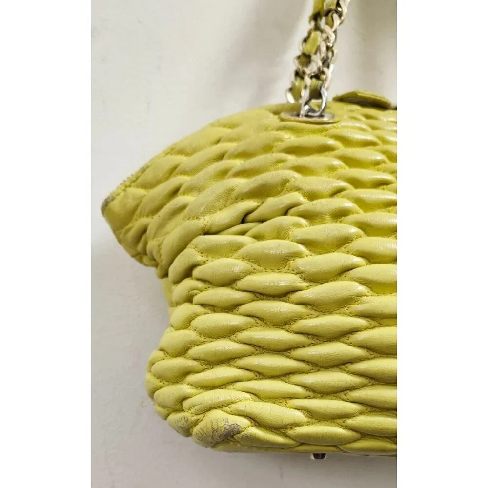 Paolo Masi Italy Woven Leather Tote Bag Yellow Genuine Leather Handbag Italy